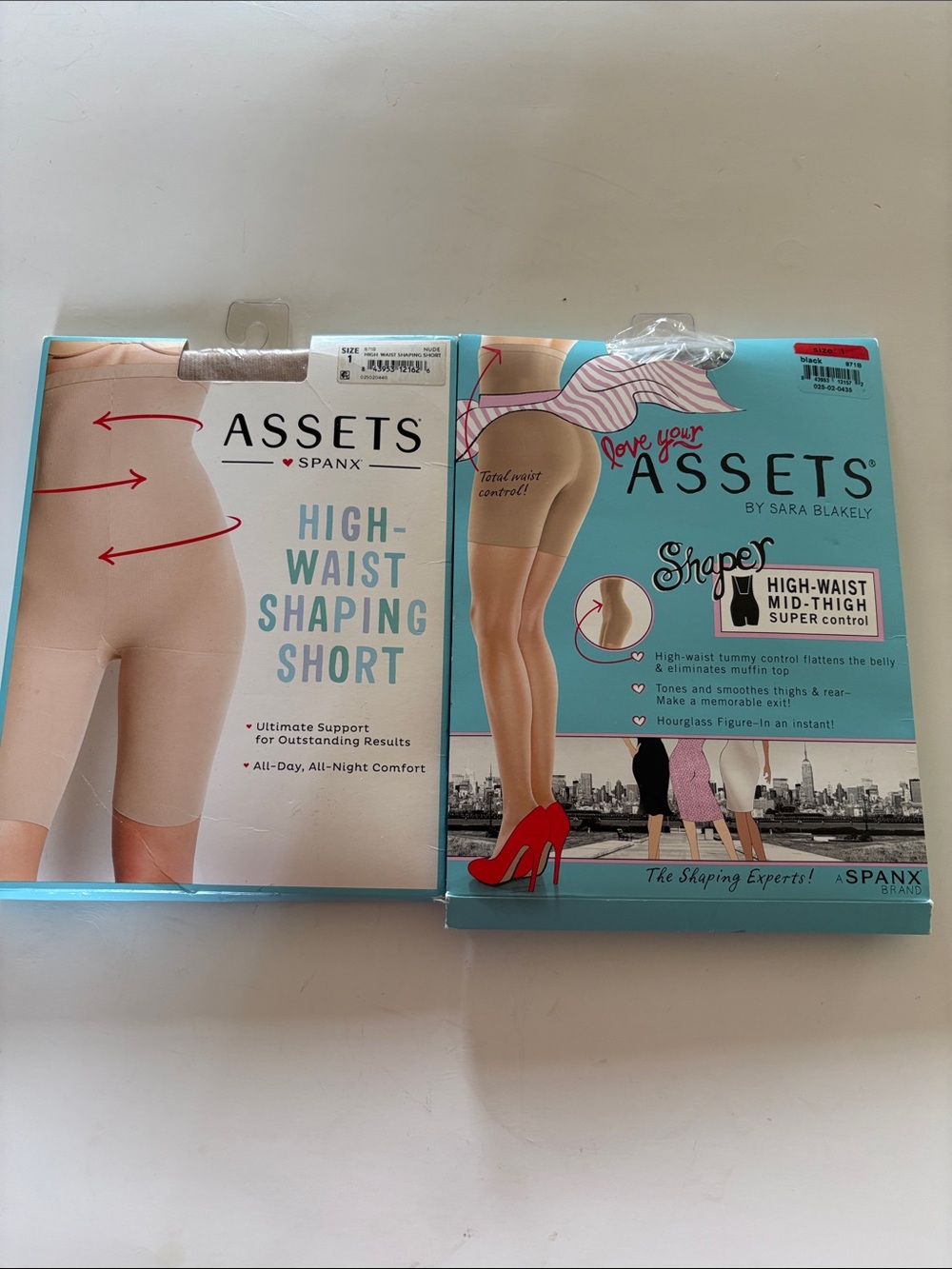 Set 2 NWT SPANX High Waisted Mid Thigh Short Black Nude Sz 1 XS